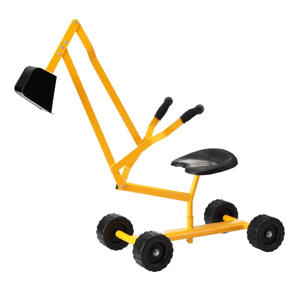 Keezi Kids Ride On Car Digger Bulldozer Sandpit Play Toys Rotate Seat Yellow - NuSea